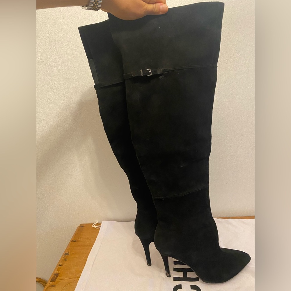 Thigh high suede boots